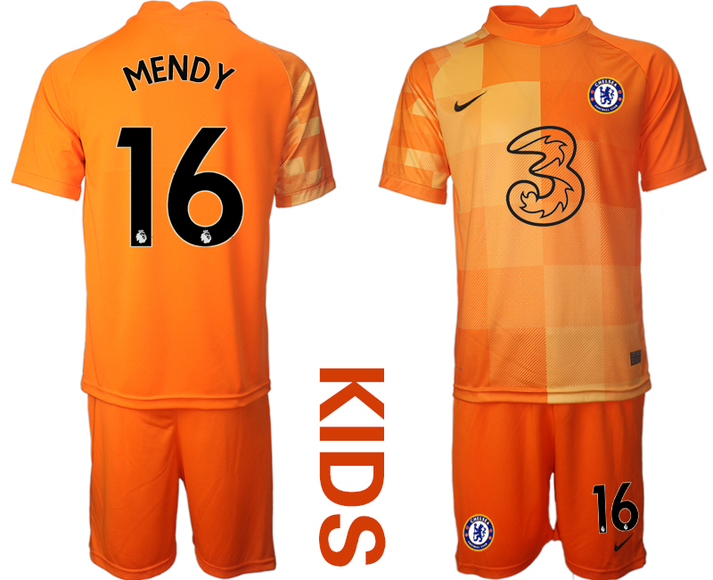 Youth 2021-2022 Club Chelsea orange red goalkeeper #16 Soccer Jersey->youth soccer jersey->Youth Jersey